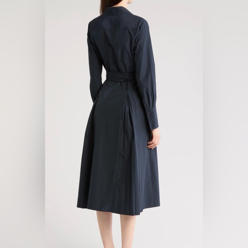 DEREK LAM 10 CROSBY stunning Annette Pleated Shirtdress - Navy 69% off retail - Picture 2 of 13